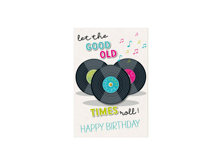 SUSY CARD Carte d'anniversaire Round 'Disques vinyles'