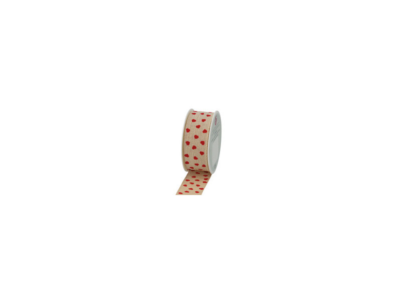SUSY CARD Ruban cadeau, sur bobine 'Valentin', crème/rouge