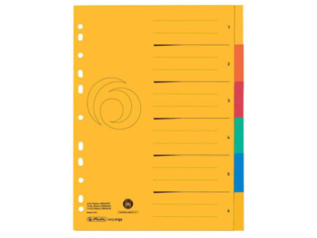 herlitz Intercalaire carton, A4 extra large, 6 touches, uni
