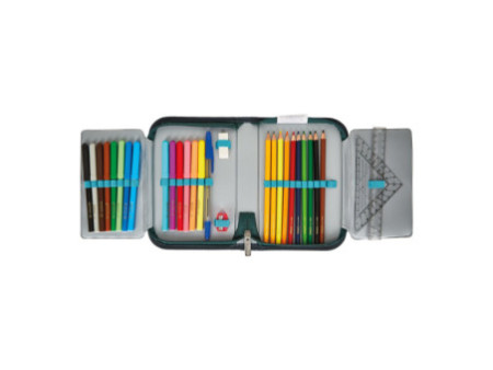 herlitz Étui scolaire 'Green Rex', 31 pièces