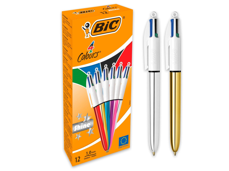 BIC Stylo à bille 4 Colours Shine, 0,32 mm, assorti
