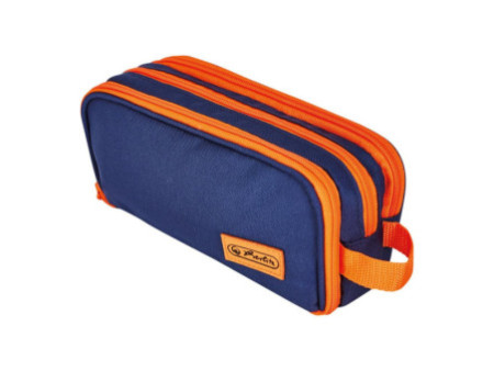 herlitz Trousse à deux compartiments université, bleu/orange