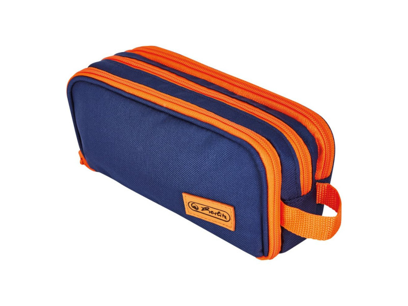 herlitz Trousse à deux compartiments université, bleu/orange