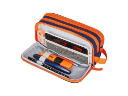 herlitz Trousse à deux compartiments université, bleu/orange