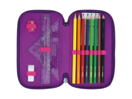 herlitz Etui scolaire TriCase 'Dip Dye Pink', 31 pièces