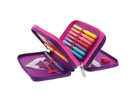 herlitz Etui scolaire TriCase 'Dip Dye Pink', 31 pièces