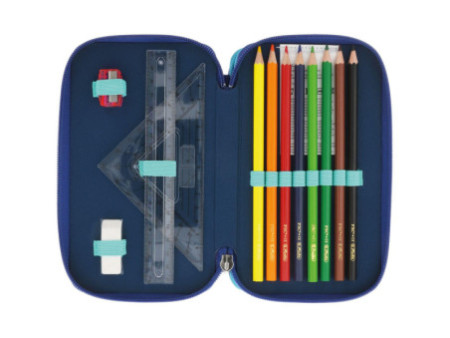 herlitz Etui scolaire TriCase 'Dip Dye Blue', 31 pièces