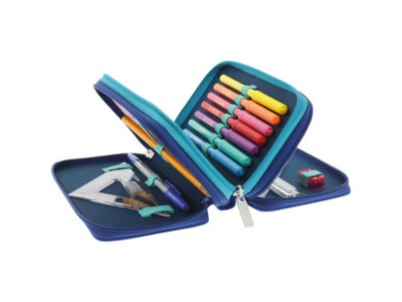 herlitz Etui scolaire TriCase 'Dip Dye Blue', 31 pièces