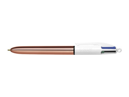 BIC Stylo à bille 4 Colours Shine, 0,32 mm, or rose