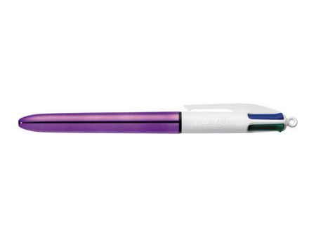 BIC Stylo à bille 4 Colours Shine, 0,32 mm, or rose