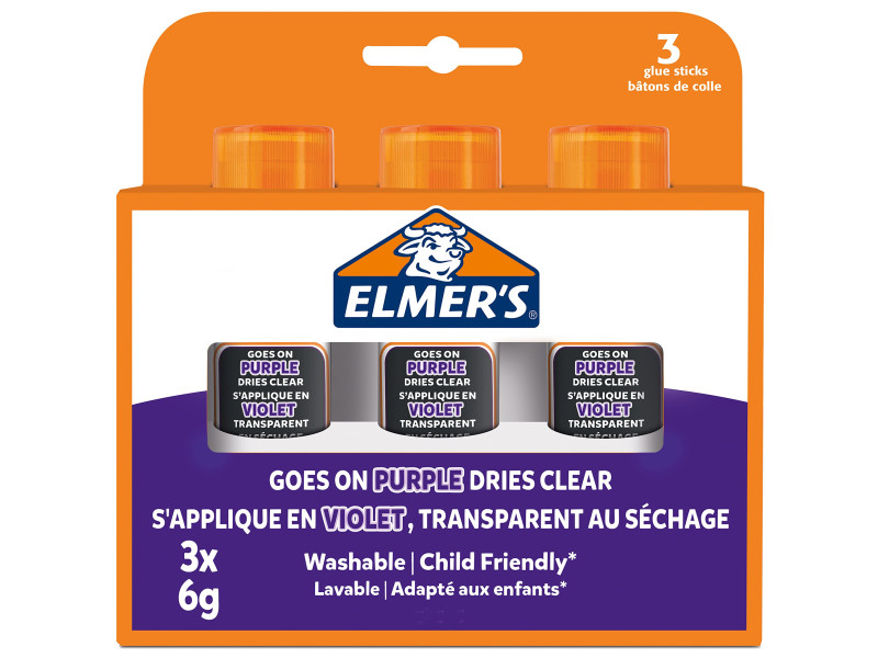 ELMER'S Bâton de colle Disappearing Purple, 6 g, blister x3