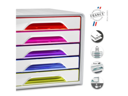 CEP Module de classement Smoove GLOSS, 5 tiroirs, blanc /