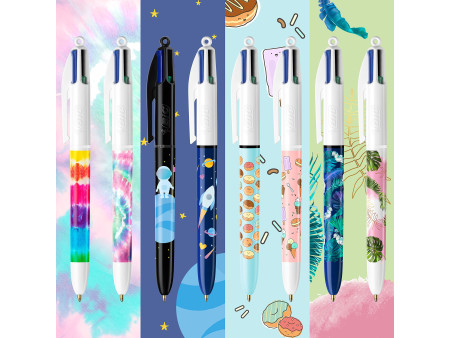 BIC Stylo à bille 4 Colours, boîte métallique de 8