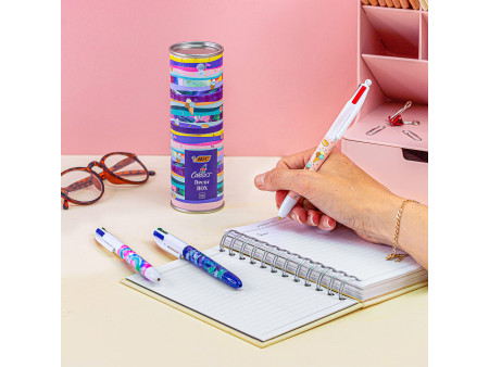 BIC Stylo à bille 4 Colours, boîte métallique de 8