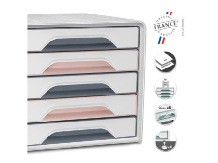 CEP Bloc de classement Smoove mineral, 5 tiroirs,rose poudré