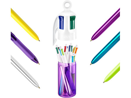 BIC Stylo à bille rétractable collection 4 Colours, pot de 6