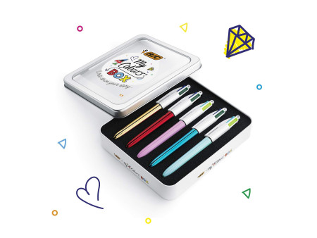 BIC Stylo à bille rétractable collection 4 Colours, boîte