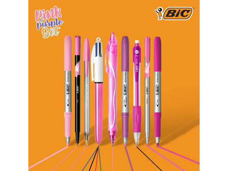 BIC Kit d'écriture 'PINK & PURPLE' avec trousse, 10 pièces