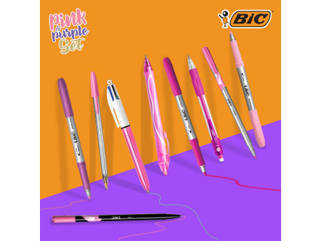 BIC Kit d'écriture 'PINK & PURPLE' avec trousse, 10 pièces