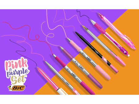 BIC Kit d'écriture 'PINK & PURPLE' avec trousse, 10 pièces