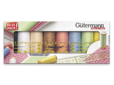 Gütermann Set de fils de couture, 8 bobines + règle