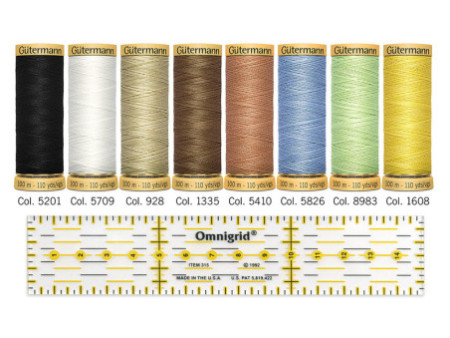 Gütermann Set de fils de couture, 8 bobines + règle