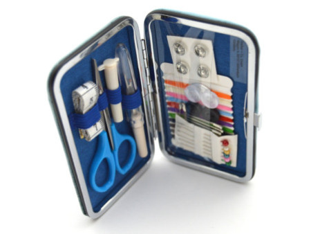 KLEIBER Etui de couture de voyage 'Design', 24 pièces, bleu