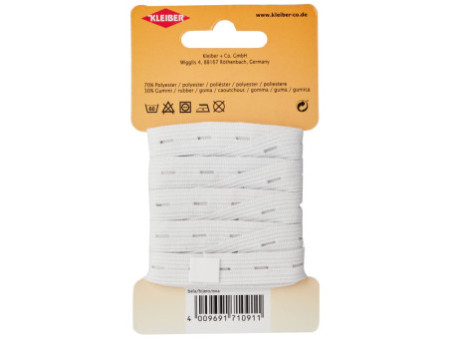 KLEIBER Elastique à boutonnières, 12 mm x 3 m, blanc