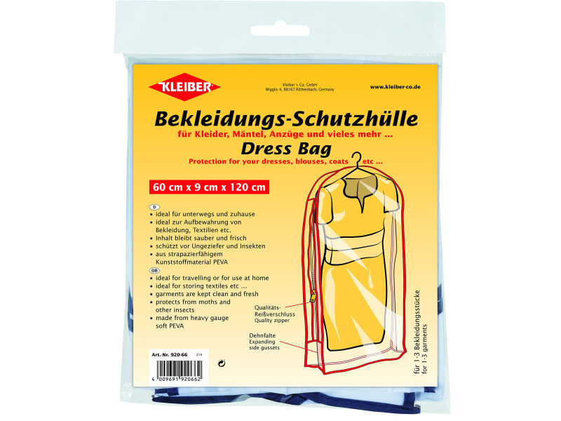 KLEIBER Housse de protection à vêtements, long, transparent