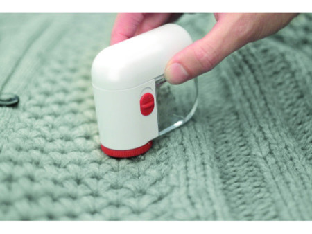 KLEIBER Mini rasoir anti-peluches, sans câble, blanc/rouge
