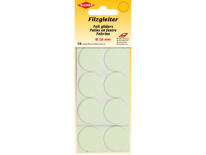 KLEIBER Patins en feutre, diamètre : 28 mm, blanc