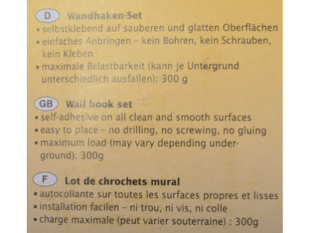 KLEIBER Crochet mural, plastique, petit, argent