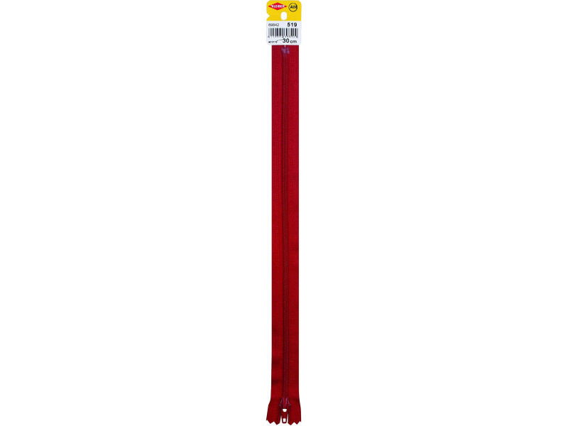 KLEIBER Fermeture zip, plastique, longueur: 300 mm, rouge