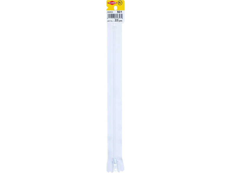 KLEIBER Fermeture zip, plastique, longueur: 220 mm, blanc