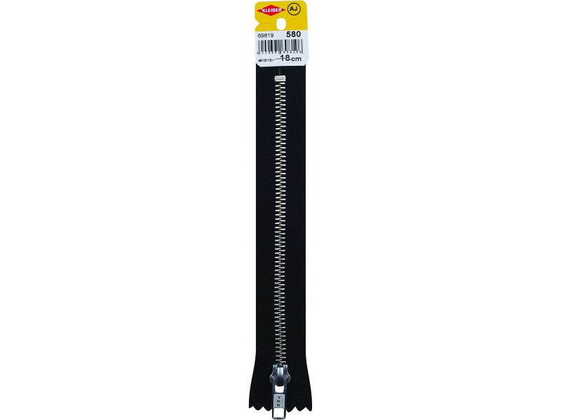 KLEIBER Fermeture à zip, métal, longueur: 180 mm, noir