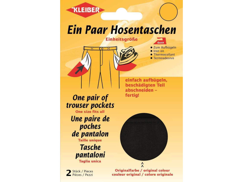 KLEIBER Poche de remplacement de pantalon, paire, noir