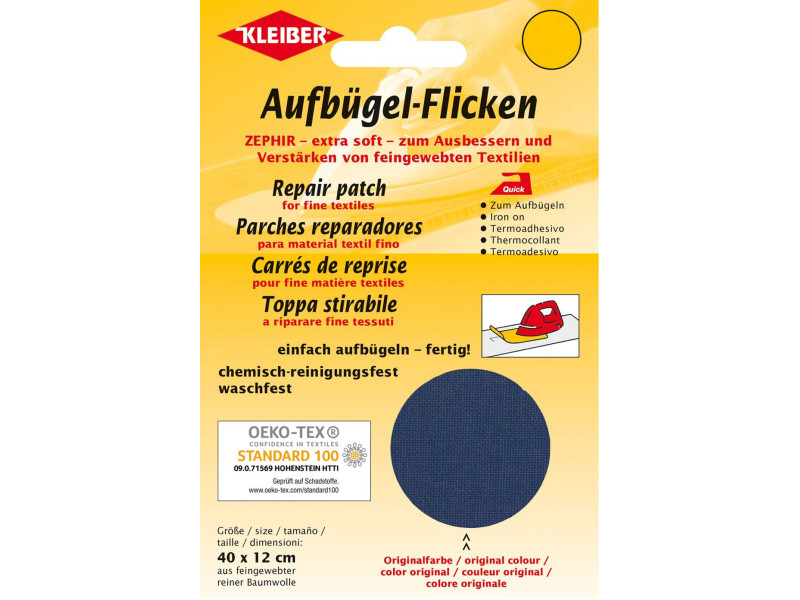 KLEIBER Patch thermocollant Zephir, 400 x 120 mm, bleu foncé