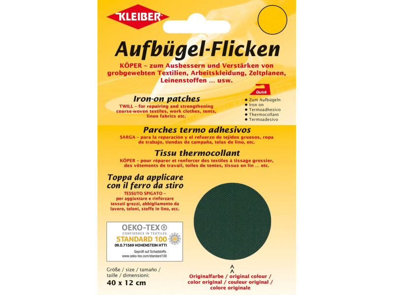 KLEIBER Patch thermocollant Köper, 400 x 120 mm, vert