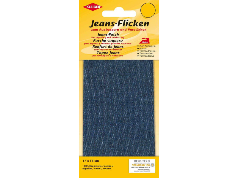 KLEIBER Patch thermocollant pour jeans, 170 x 150 mm, bleu