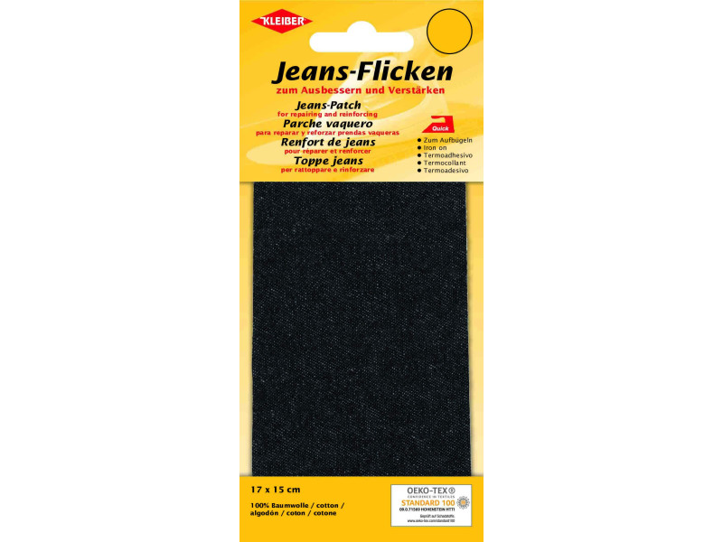 KLEIBER Patch thermocollant pour jeans, 170 x 150 mm, noir