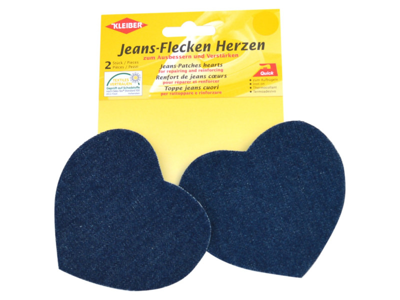 KLEIBER Patch thermocollant pour jeans Coeur, bleu foncé