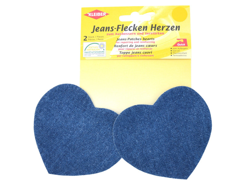 KLEIBER Patch thermocollant pour jeans Coeur, bleu moyen