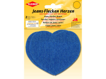 KLEIBER Patch thermocollant pour jeans Coeur, bleu moyen