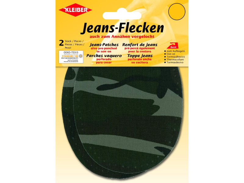 KLEIBER Patch thermocollant ovale pour jeans, military