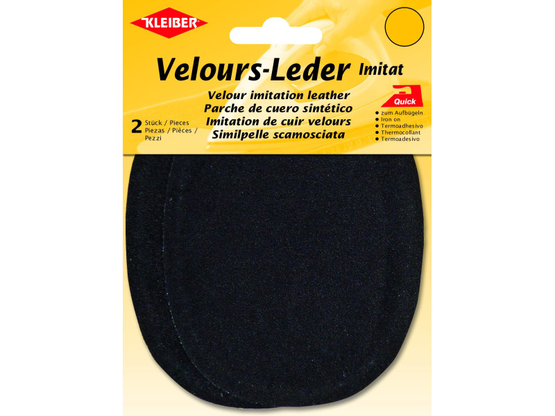 KLEIBER Patch thermocollant en velours, ovale, noir