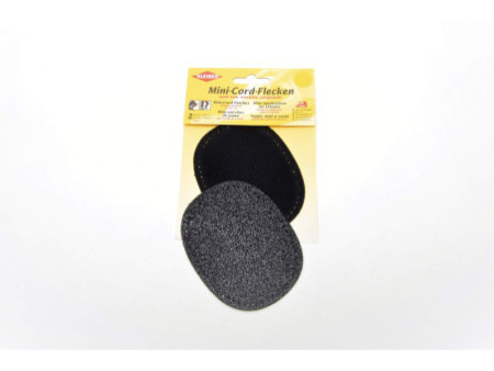 KLEIBER Mini patch thermocollant, fin velours côtelé, noir