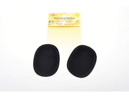 KLEIBER Mini patch thermocollant, fin velours côtelé, noir