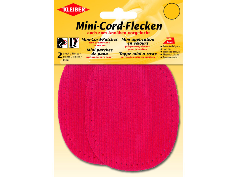 KLEIBER Mini patch thermocollant, fin velours côtelé, rouge