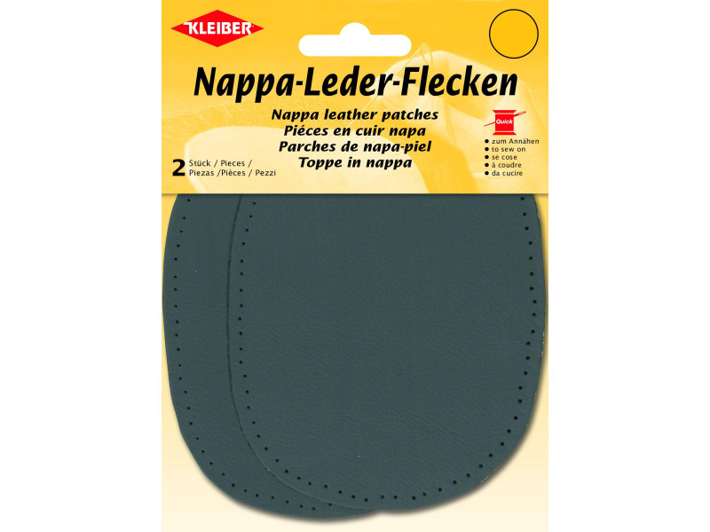 KLEIBER Patch en cuir nappa, 125 x 100 mm, gris foncé