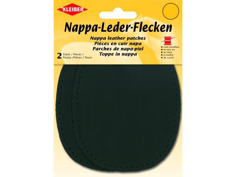 KLEIBER Patch en cuir nappa, 125 x 100 mm, noir